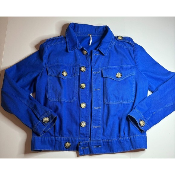 Free People Jackets & Blazers - FREE PEOPLE Eisenhower Slouchy Denim Jacket Blue Size Large